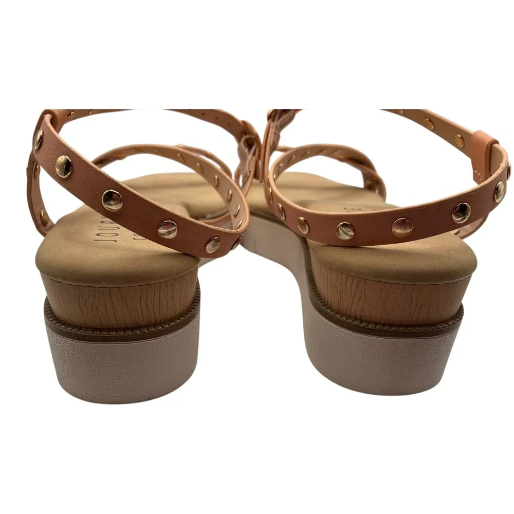 Journee Collection Lindsay Blush Studded Platform‎ Sandals Size 9 NIB